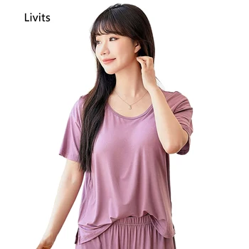 נשים חזייה חולצות רגיל Elasticated חולצות טי צוואר עגול שרוול קצר סקסי מקרית קוריאני SA1485